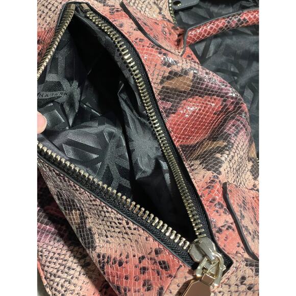 Trina Turk Womens Python-Snake Embossed Leather Shoulder Bag Pink Gray msrp 398 - Picture 6 of 10